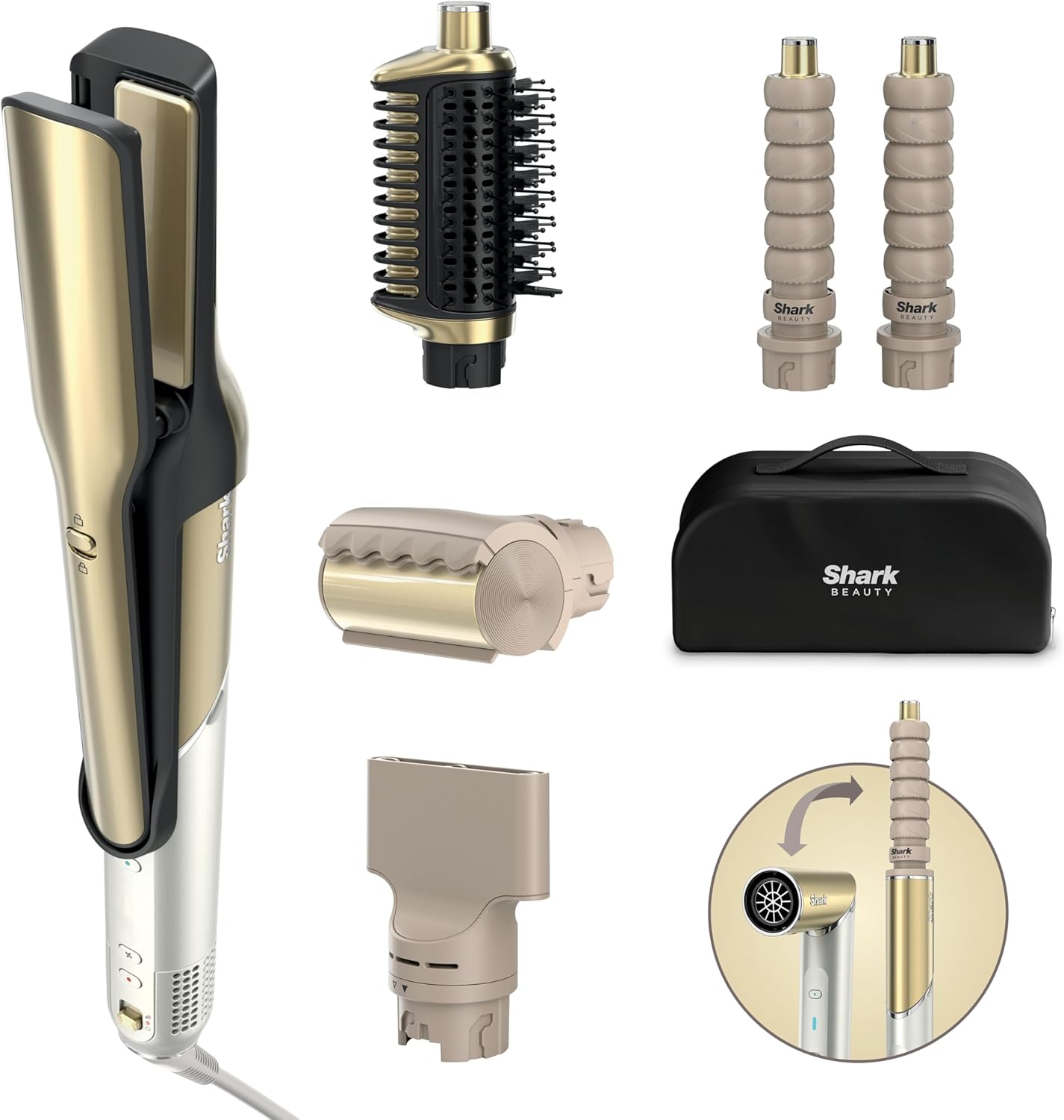 سشوار و اتو موی حالت دهنده  چندکاره شارک آمریکا Shark Glam Multistyler HD6051SEU حرفه ای و کاربردی